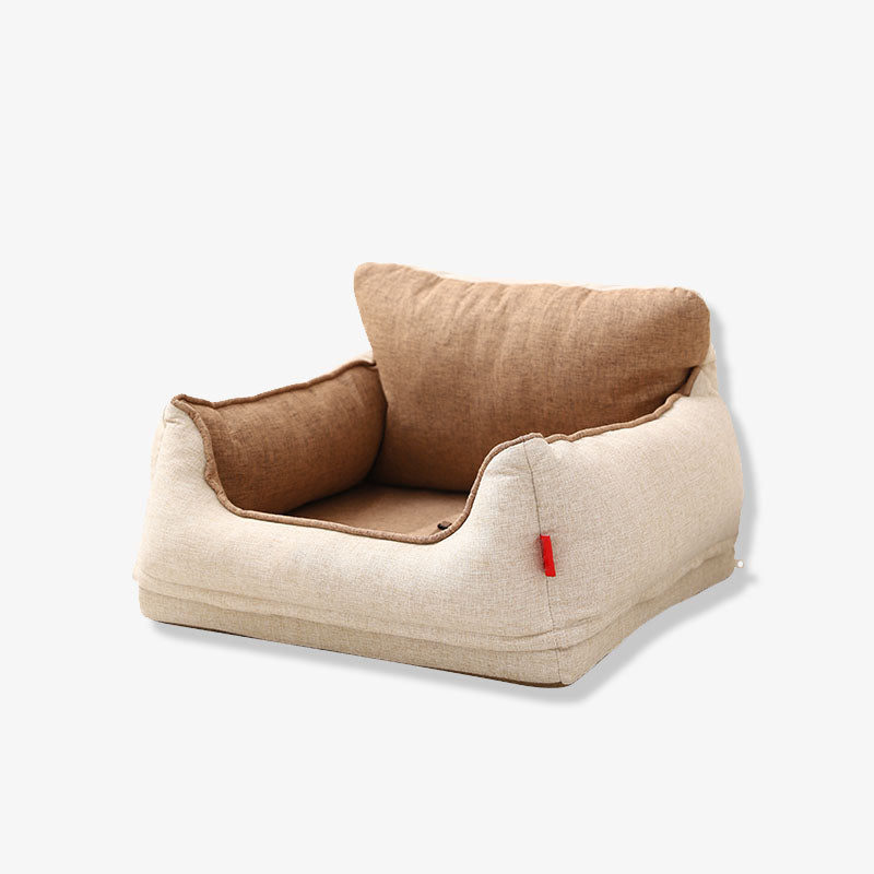 Light Coffee Waterproof Dog Car Seat Bed