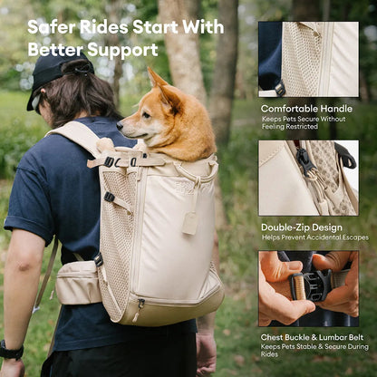 Dog Carrier Backpack for Travel and Bike Rides Pink