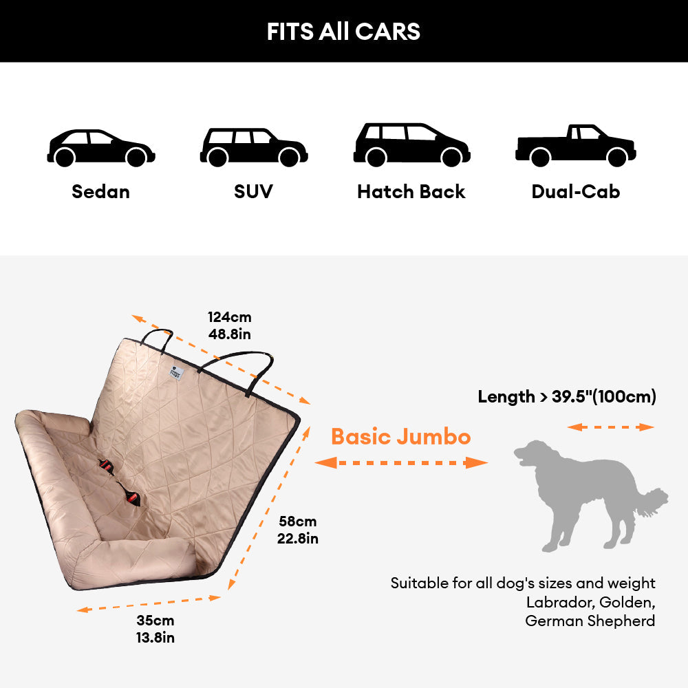 Bolster Dog Back Seat Bed for Medium and Large Dogs Waterproof Pro-Pink JUMBO