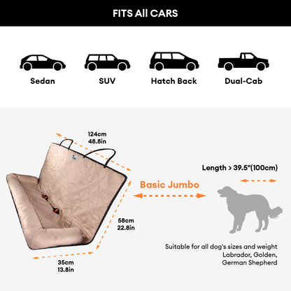 Bolster Dog Back Seat Bed for Medium and Large Dogs Waterproof Pro-Pink JUMBO