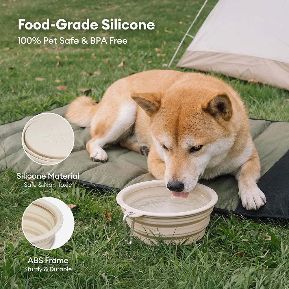 Collapsible Silicone Dog Travel Bowl Green