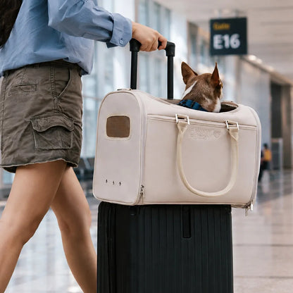 Airline-Style Soft Sided Pet Carrier for Cats and Dogs Cream