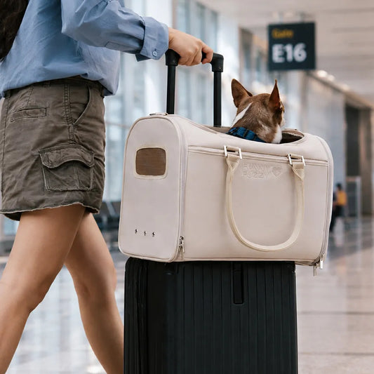 Airline-Style Soft Sided Pet Carrier for Cats and Dogs Cream