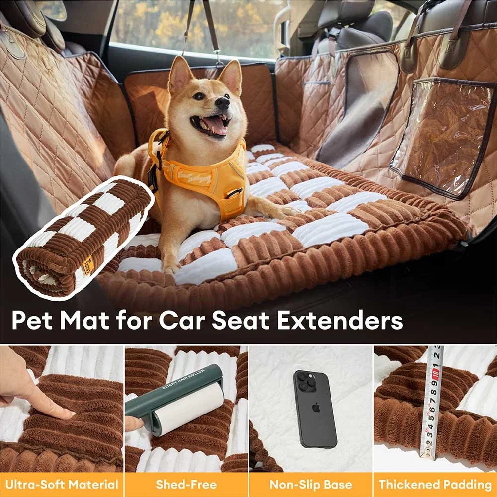 Faux Leather Waterproof Dog Car Seat Cover Hammock Taupe Grey Full Seat Cover + Mat