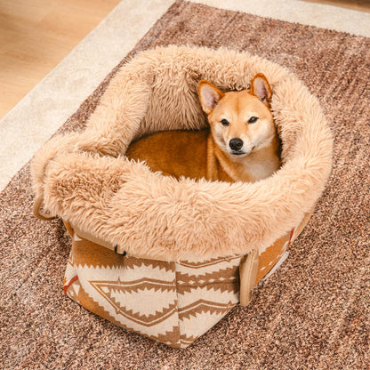 Reversible Pet Carrier and Dog Snuggle Sleeping Bag Brown S