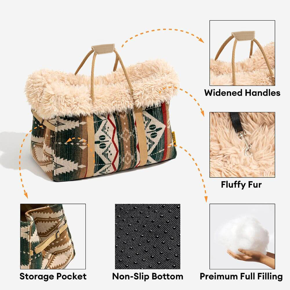 Reversible Pet Carrier and Dog Snuggle Sleeping Bag Brown M