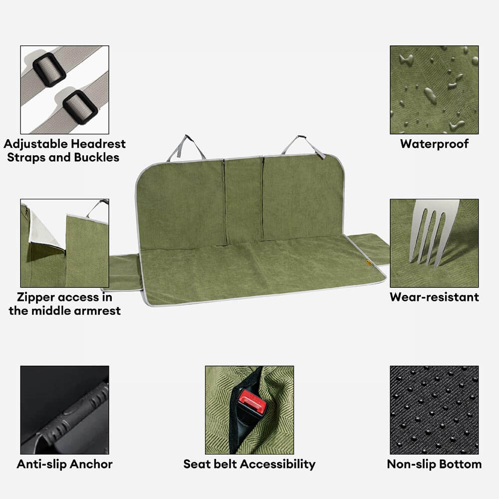 Waterproof Soft Dog Car Seat Protector Cover Green-Back Seat -XL