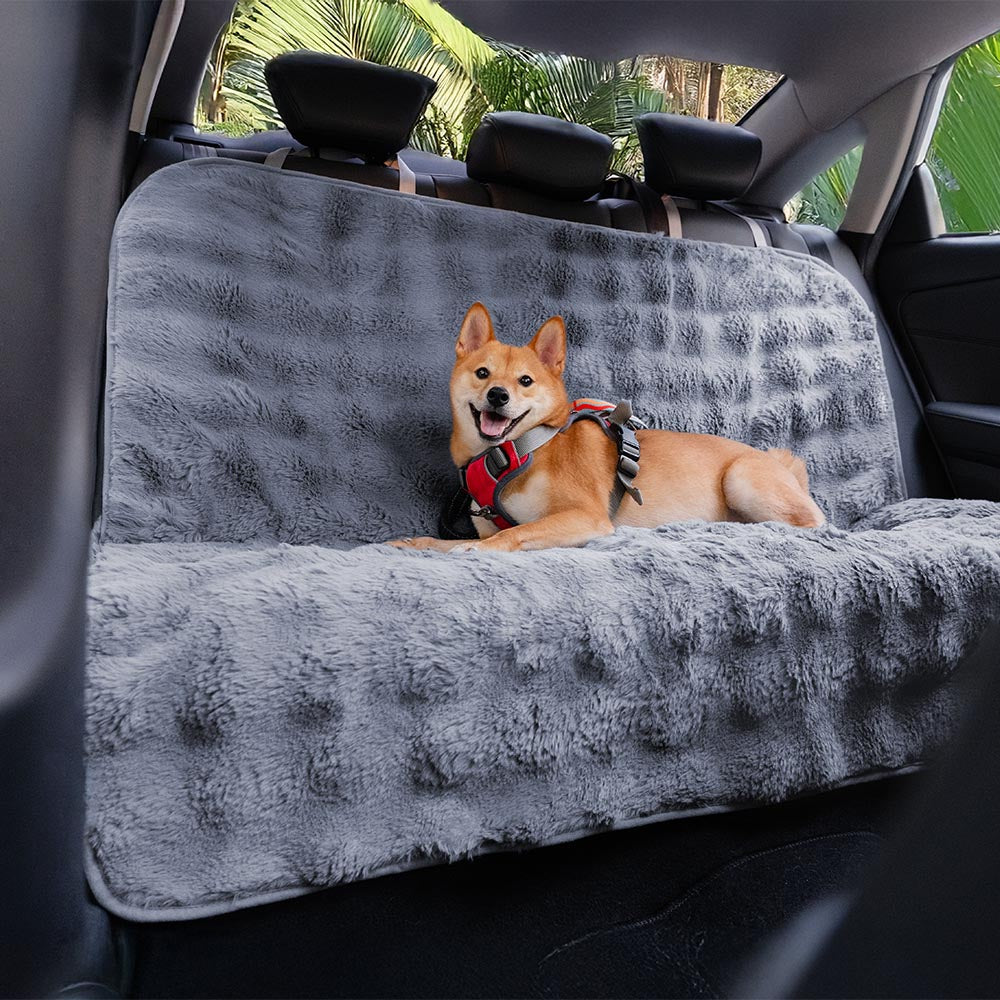 Fluffy Pet Blanket and Car Seat Protector Grey One Seat