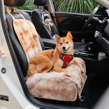 Fluffy Pet Blanket and Car Seat Protector Khaki Full Seat