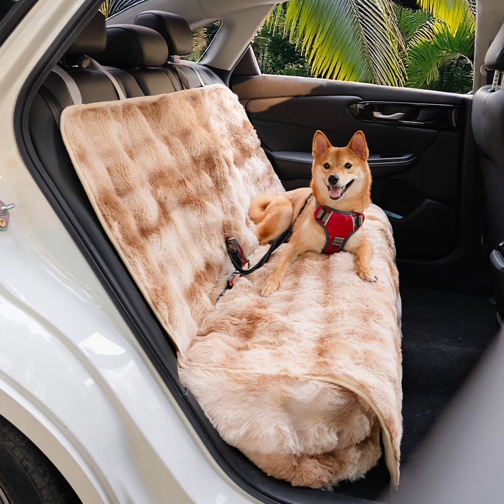 Fluffy Pet Blanket and Car Seat Protector Grey Full Seat