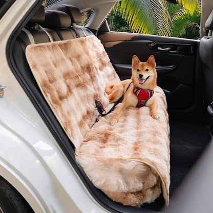 Fluffy Pet Blanket and Car Seat Protector Grey Full Seat