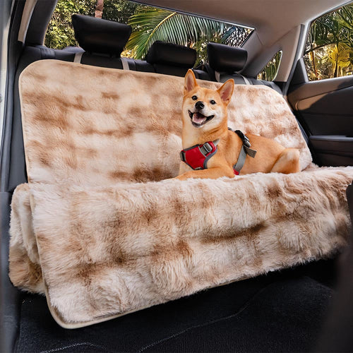 Fluffy Pet Blanket and Car Seat Protector Khaki One Seat