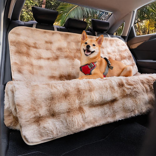 Fluffy Pet Blanket and Car Seat Protector Khaki One Seat