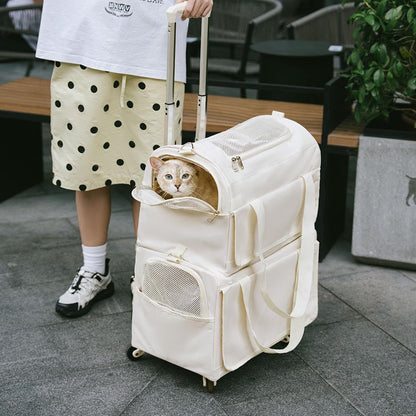 Double-Layer Rolling Multi-Cat Travel Carrier