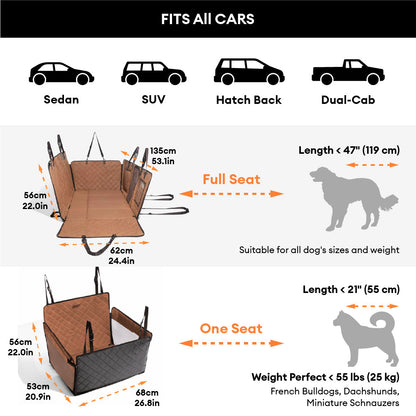Faux Leather Waterproof Dog Car Seat Cover Hammock Abyss Blue Full Seat Cover + Mat