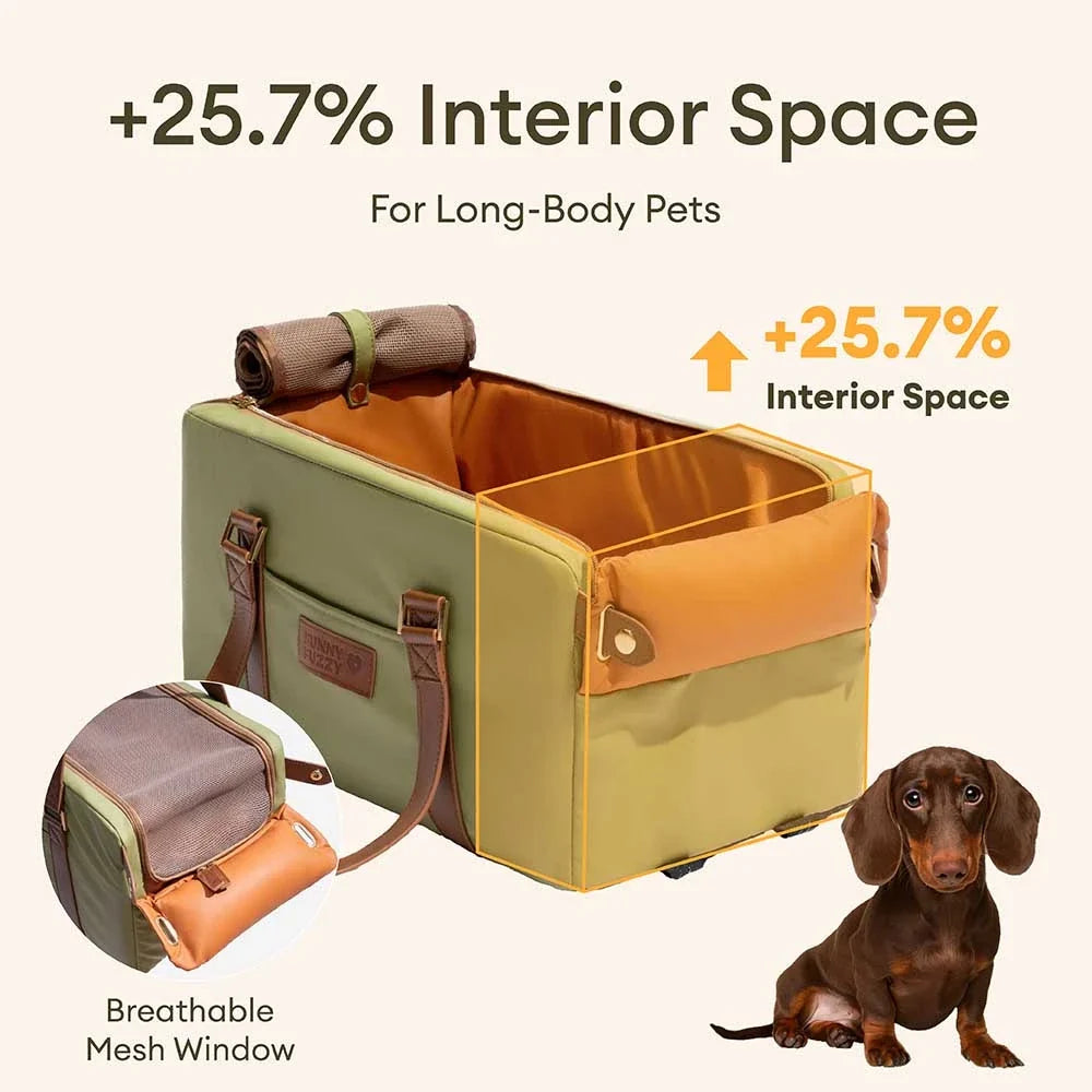 Faux Leather Center Console Pet Car Seat and Carrier
