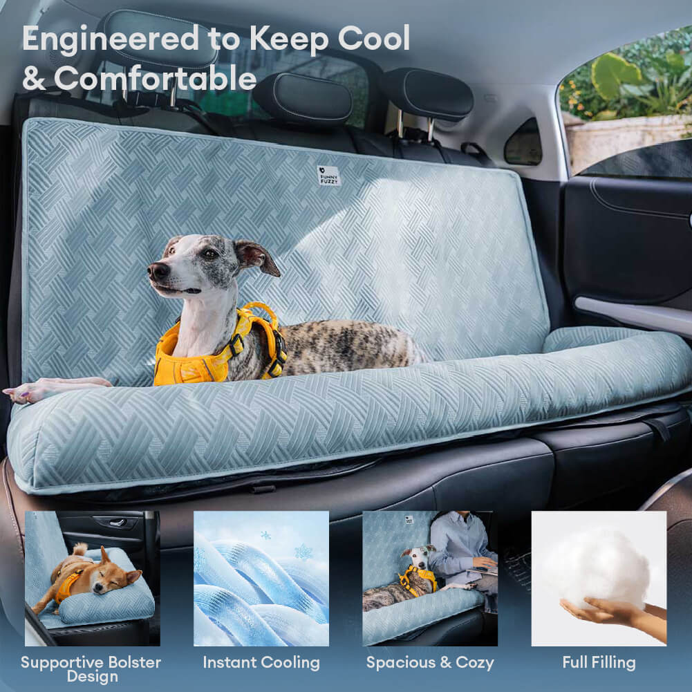 Cooling Large Dog Car Seat Bed for Back Seat Travel Green-Single Seat