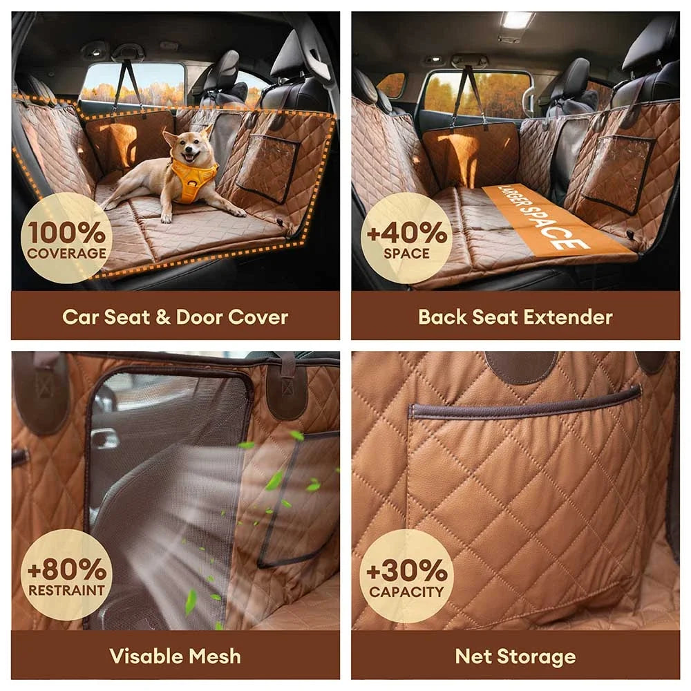 Faux Leather Waterproof Dog Car Seat Cover Hammock Abyss Blue-One Seat