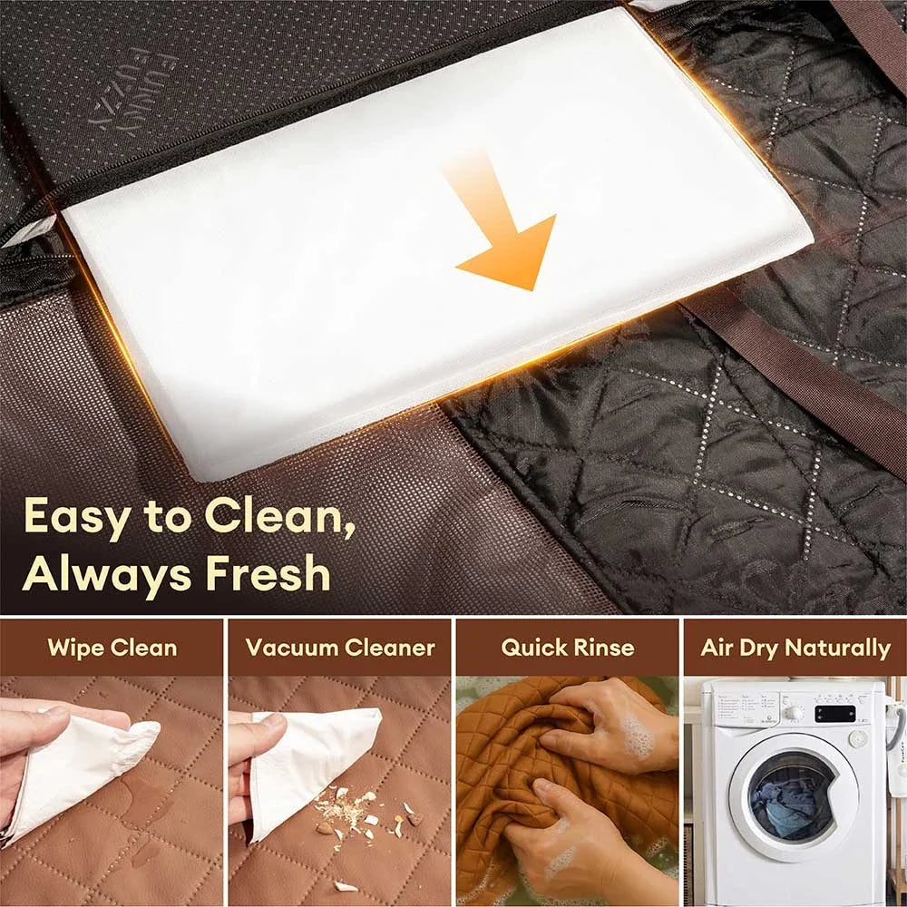 Faux Leather Waterproof Dog Car Seat Cover Hammock Cognac Brown Full Seat Cover + Mat