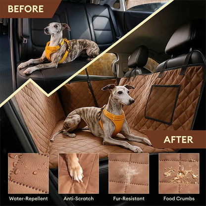Faux Leather Waterproof Dog Car Seat Cover Hammock Taupe Grey-Full Seat