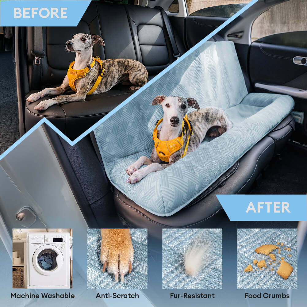 Cooling Large Dog Car Seat Bed for Back Seat Travel Gray-Jumbo