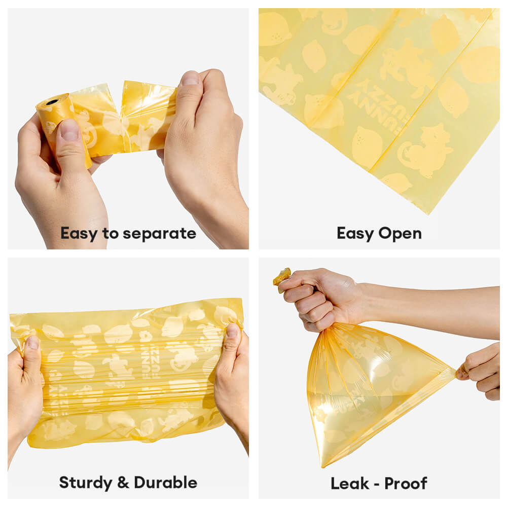 Lemon Scented Recycled Dog Poop Bags 3 Poop Bag Sets(Total 360 count)