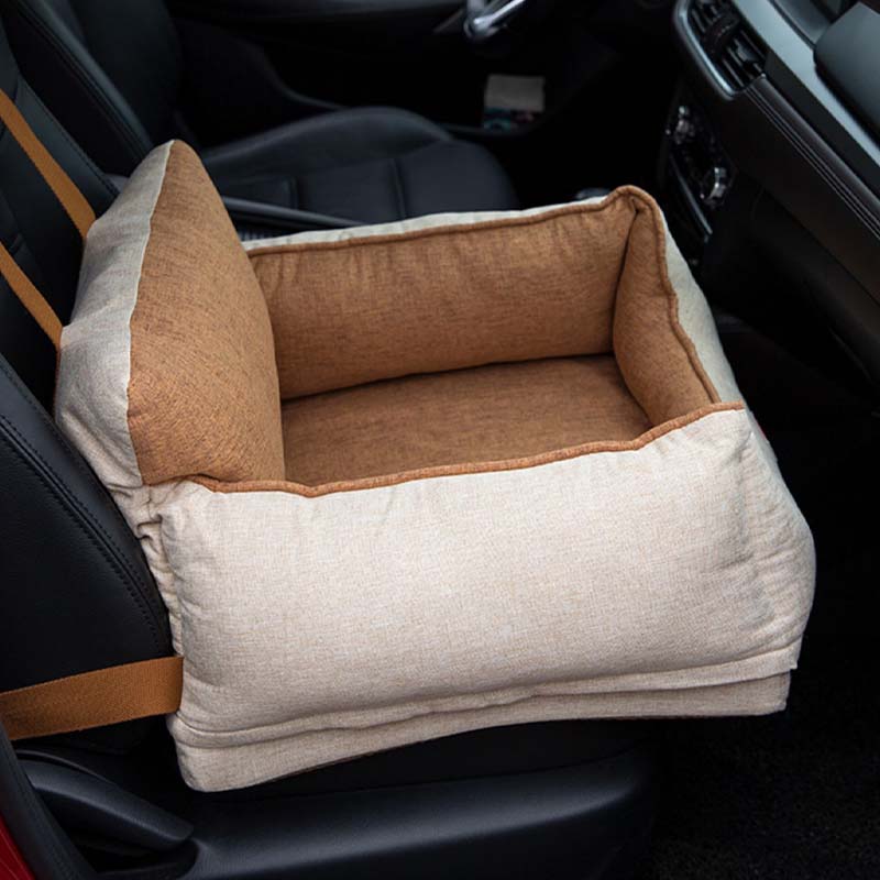 Light Coffee Waterproof Dog Car Seat Bed
