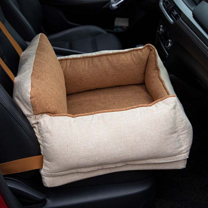Light Coffee Waterproof Dog Car Seat Bed