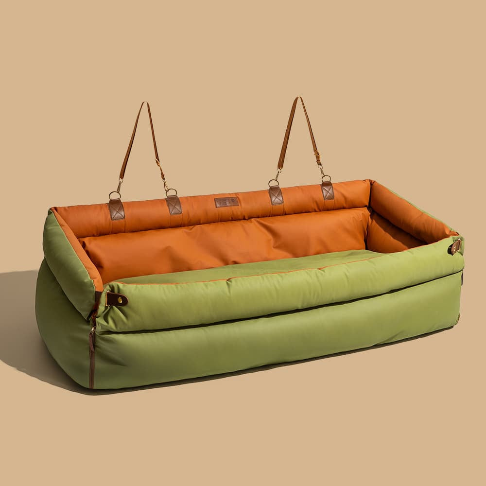 Faux Leather Dog Car Booster Seat Bed