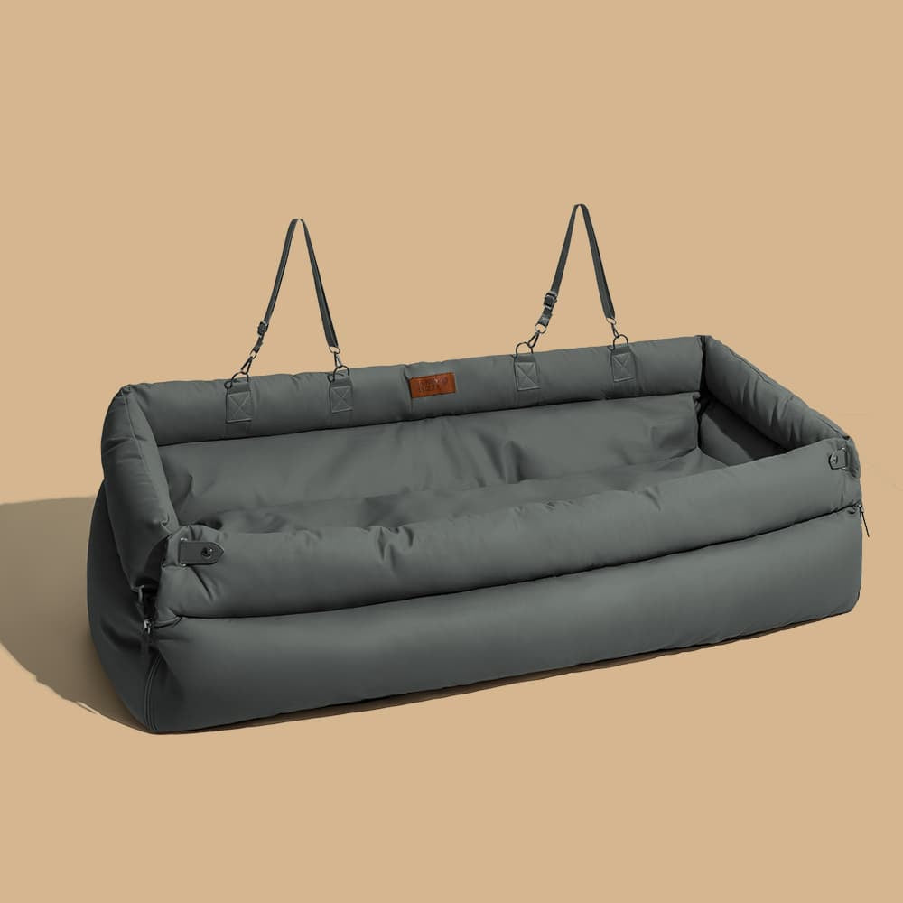 Faux Leather Dog Car Booster Seat Bed