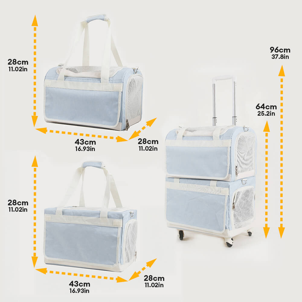 Double-Layer Rolling Multi-Cat Travel Carrier