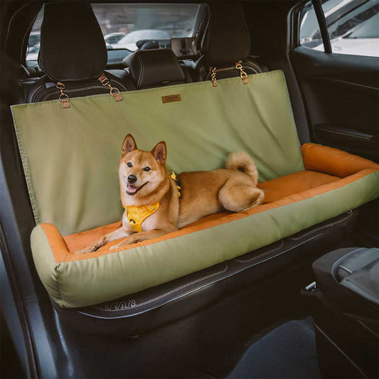 Waterproof Anti-Slip Dog Car Seat Cover Orange Green-Single Seat