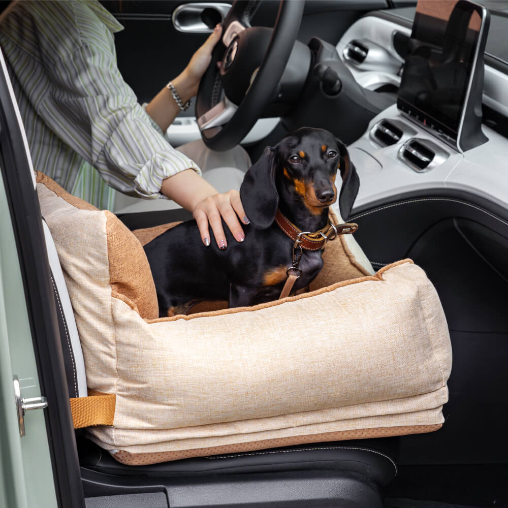 Light Coffee Waterproof Dog Car Seat Bed