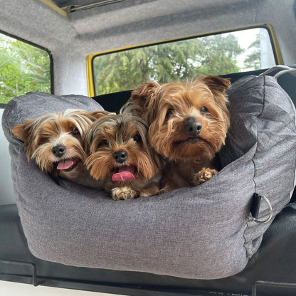 Bolstered Dog Car Seat Bed for Back Seat Travel Pink Heart Two Seat