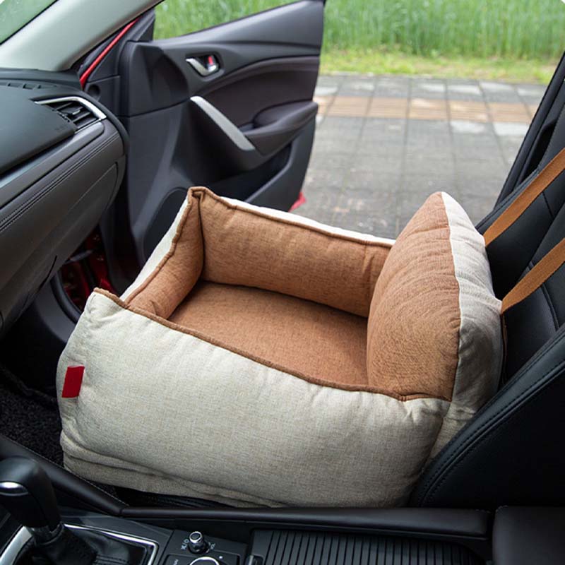 Light Coffee Waterproof Dog Car Seat Bed