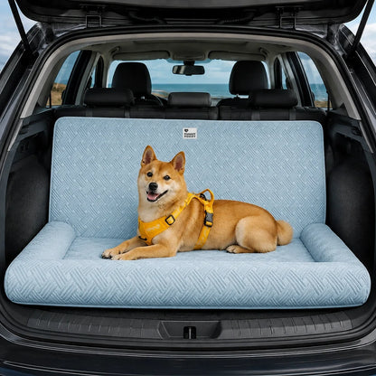 Cooling Large Dog Car Seat Bed for Back Seat Travel Blue-Single Seat