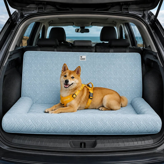 Cooling Large Dog Car Seat Bed for Back Seat Travel Blue-Single Seat