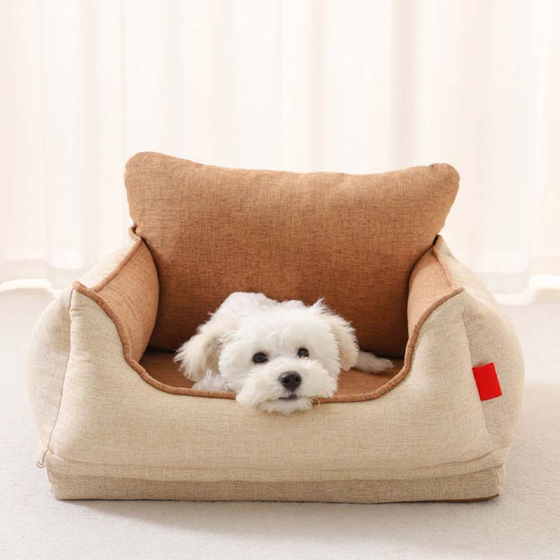 Light Coffee Waterproof Dog Car Seat Bed