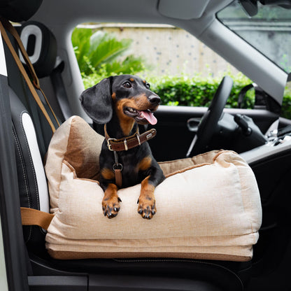 Light Coffee Waterproof Dog Car Seat Bed