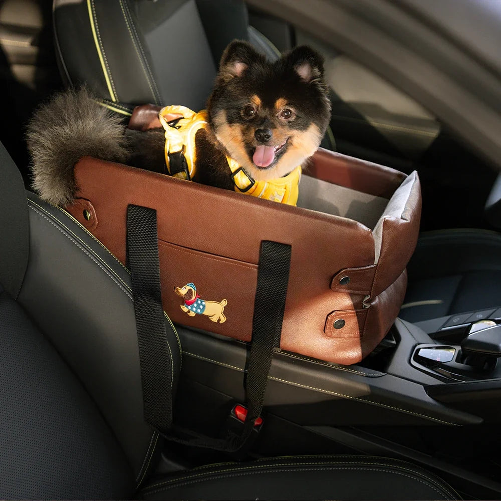 Waterproof Faux Leather Center Console Pet Car Seat