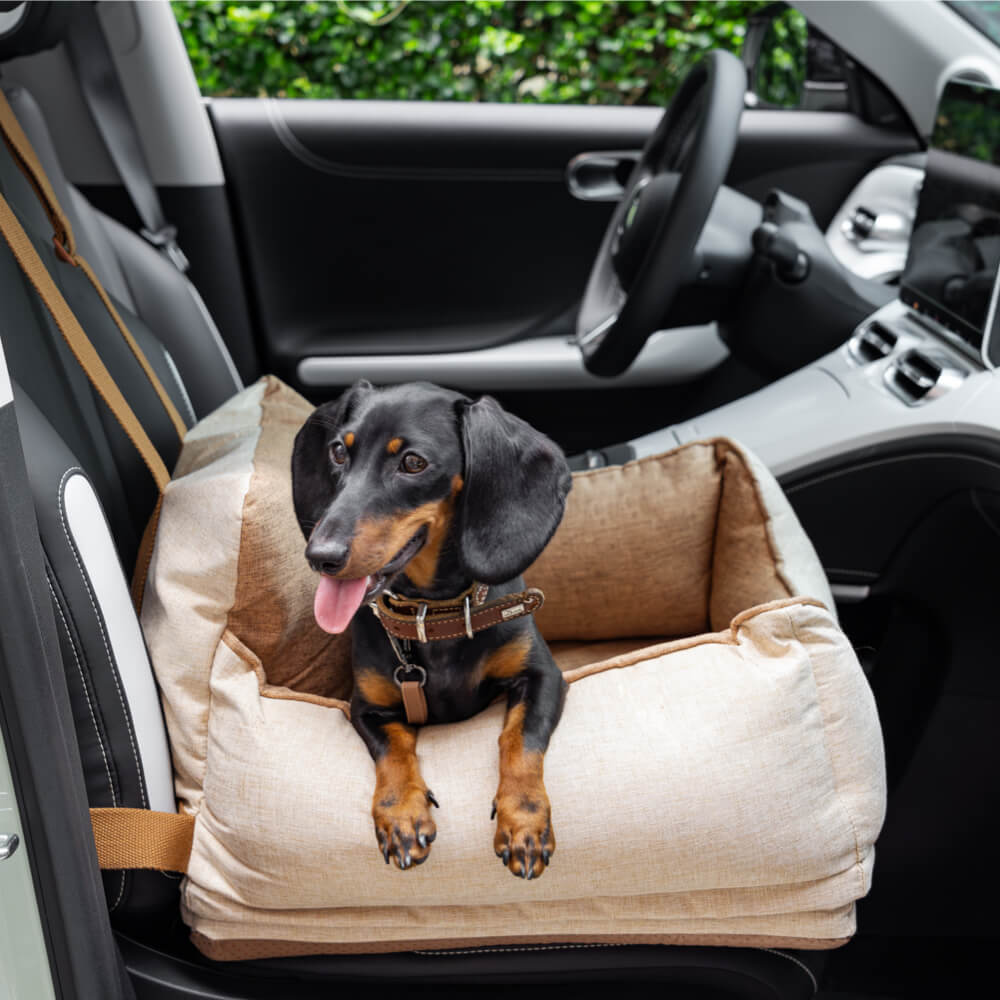 Light Coffee Waterproof Dog Car Seat Bed
