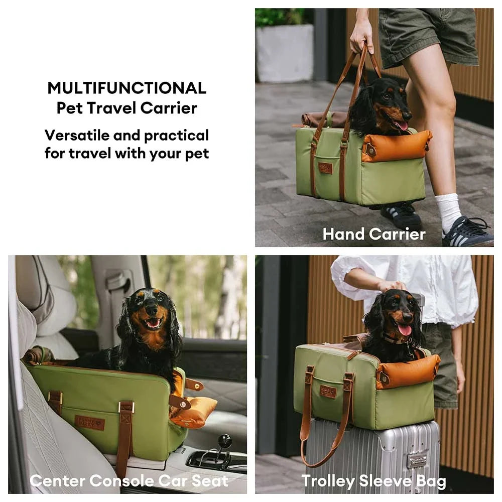 Faux Leather Center Console Pet Car Seat and Carrier