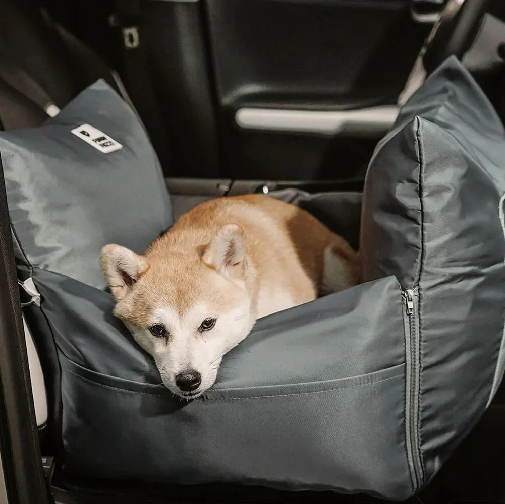 Waterproof Dog Car Seat Bed for Road Trips Light Green Double Seat