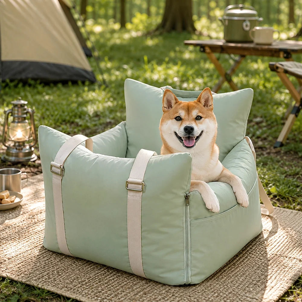 Waterproof Dog Car Seat Bed for Road Trips Charcoal grey Double Seat