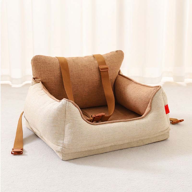 Light Coffee Waterproof Dog Car Seat Bed