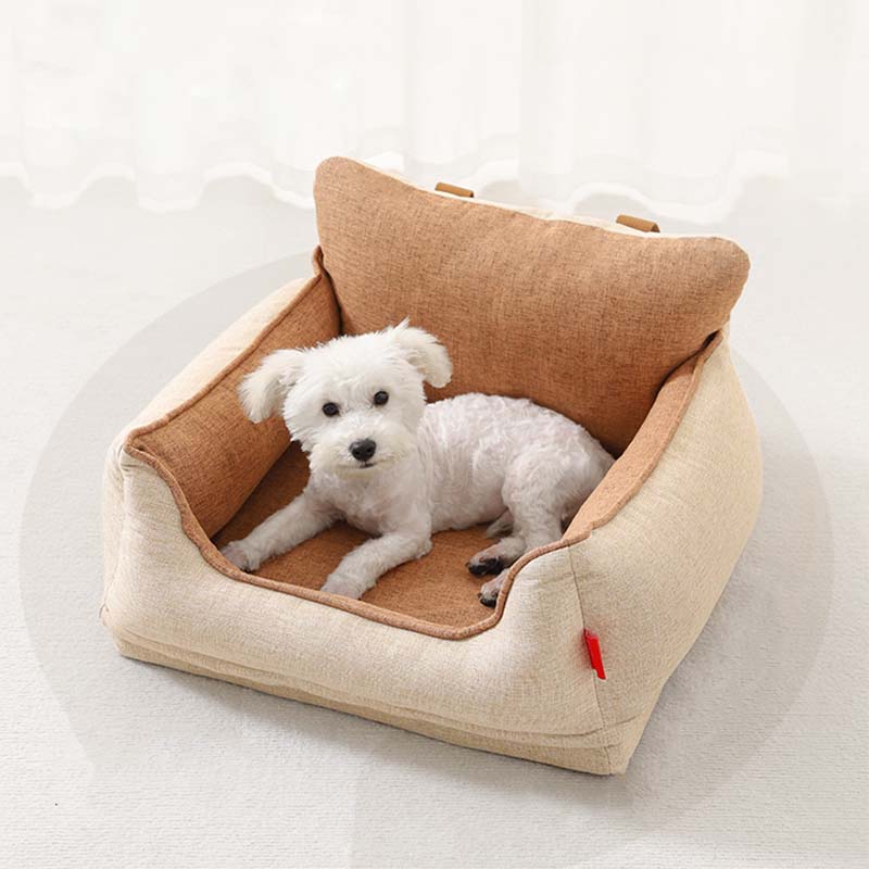 Light Coffee Waterproof Dog Car Seat Bed