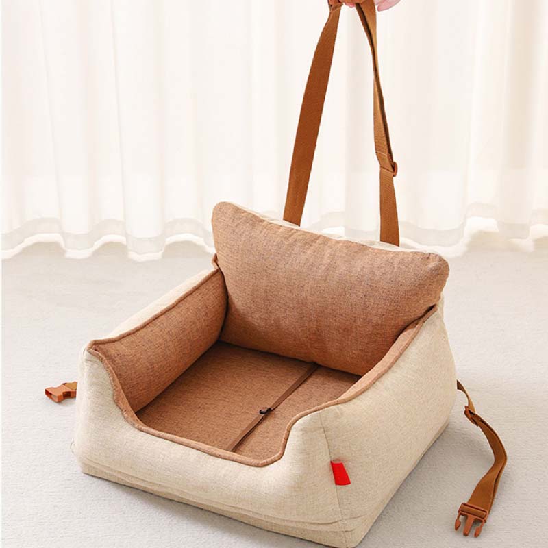 Light Coffee Waterproof Dog Car Seat Bed