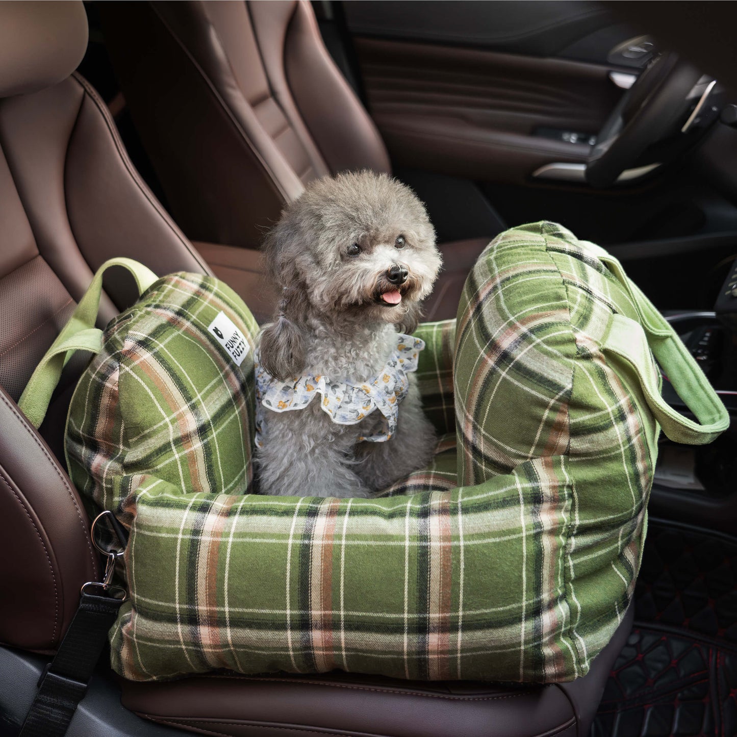 Vintage Plaid Dog Car Seat Bed Vintage Green Single Seat