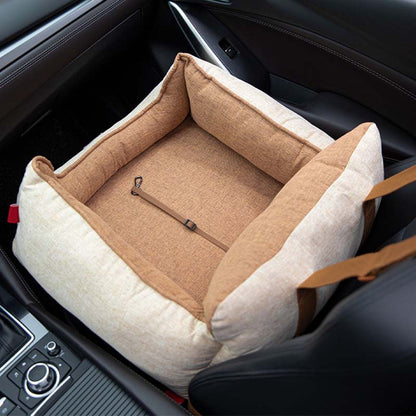 Light Coffee Waterproof Dog Car Seat Bed