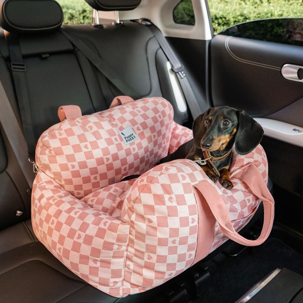 Bolstered Dog Car Seat Bed for Back Seat Travel